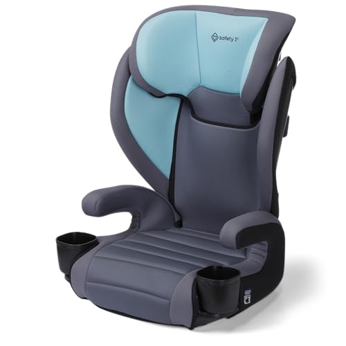 Safety 1st Grow and Go 2-in-1 Booster Car Seat with ComfortWings, Converts High-Back to Backless, 19" Wide, Fits 3 Across, Lightweight, Foldable, Easy-Clean, Cup Holders, 40-100 lbs, Beach Wave