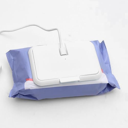 Baby Wet Wipes Warmer, USB Wipes Heater, Constant Temperature Portable Large Capacity Paper Dispenser, Fast and Even Heating for Home and Car (White)