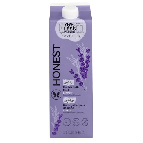 The Honest Company Foaming Bubble Bath Refill, Lavender Calm Scent, Tear-Free, Hypoallergenic, Naturally Derived, Gentle for Baby, 32 fl oz