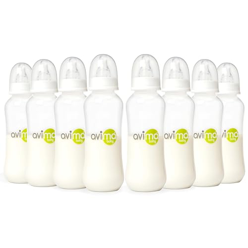 Avima 10 oz Anti Colic Baby Bottles w Medium Flow Nipples. 4-7M (Set of 8)