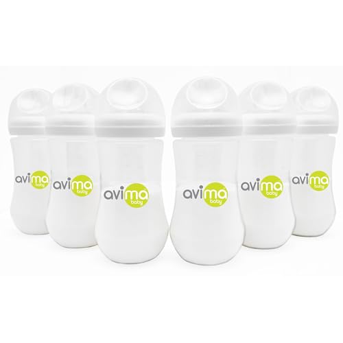 Avima 12 oz Anti Colic Baby Bottles w Fast Flow Nipples. 6-12M (Set of 6)