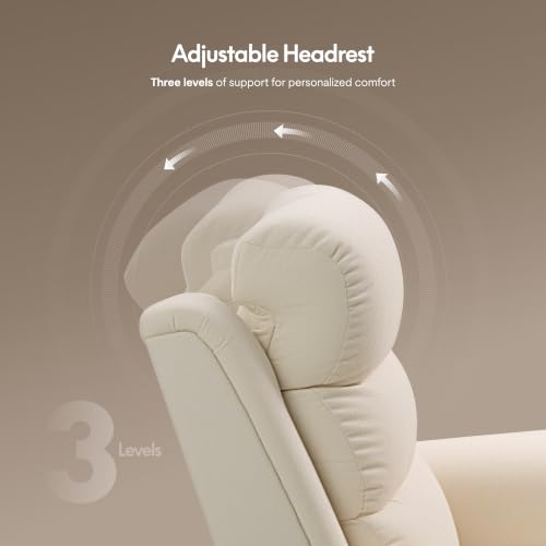 FLEXISPOT Souffle-Pro Swivel Rocker Recliner Chair with Nightlight, Power Nursery Glider Recliner with Massage & Heat, Adjustable Headrest, Oeko-TEX Fabric, Ideal for Nursery & Home Relaxation, Cream