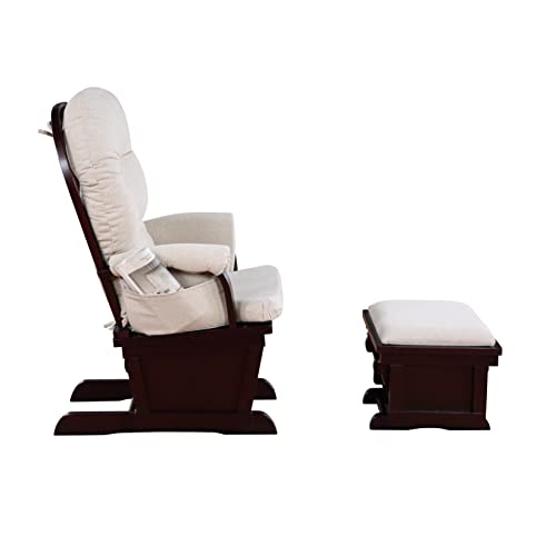 Suite Bebe Madison Nursery Rocking Chair with Ottoman, Wooden Glider for Baby Nursing, Smooth Gliding Rocker, Espresso and Latte