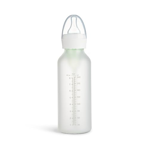 Munchkin Bond Silicone Coated Glass Baby Bottles - Anti-Colic Feeding System with Natural Feel Nipples, 8 Ounce, 2 Pack, White