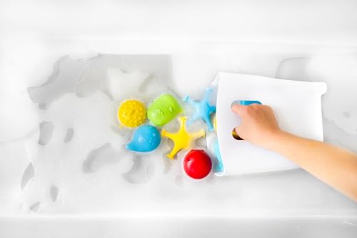 Ubbi Freestanding Bath Toy Organizer Bath Caddy with Removable Drying Rack Bin and Scoop for Toddlers and Baby, Gray