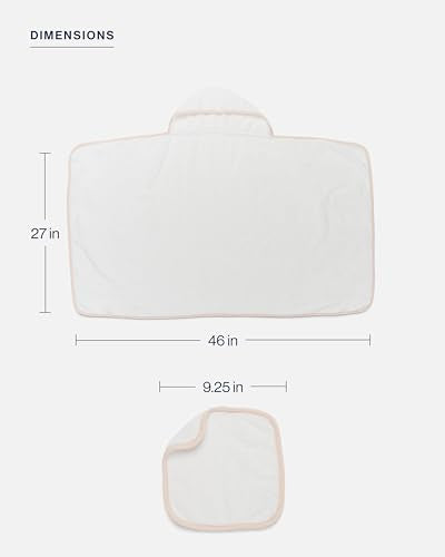 Lalo The Hooded Towel & Washcloth Set, 100% Organic Cotton, Soft on Sensitive Skin, Durable & Absorbent, Machine Washable, Includes One Baby Towel and Two Washcloths - Sage