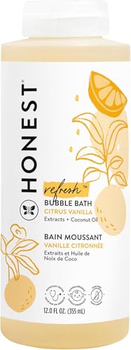 The Honest Company Foaming Bubble Bath, Naturally Derived, Tear-free, Hypoallergenic, Citrus Vanilla Refresh, 12 fl oz