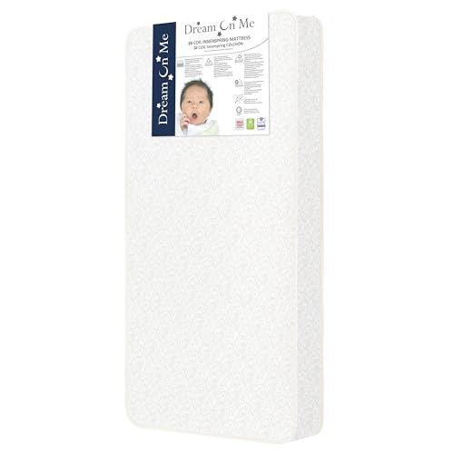 Dream On Me Twilight 5” Crib & Toddler Bed Mattress, Platinum, 88 Coil Innerspring Support, Waterproof & Stain-Resistant Vinyl Cover, Greenguard Gold & BSA Certified, Made in USA