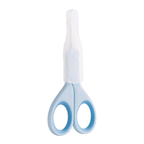 Chicco Nail Scissors for Babies and Children, Stainless Steel Baby Scissors with Curved Blades and Rounded Tips, Protective Case, Non-Slip Rubber Handle, Baby Accessories for Newborns from 0 Months