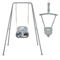 FUNLIO 2 in 1 Swing Set for Toddler & Baby Jumper, Heavy Duty Kids Swing & Bouncer with 4 Sandbags, Foldable Metal Stand for Indoor/Outdoor Play, Easy to Assemble and Store - Grey