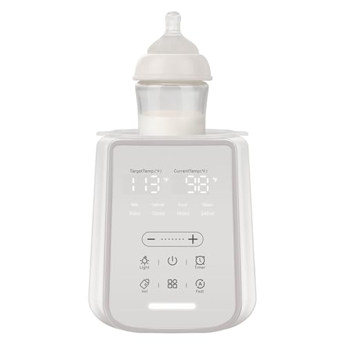 Baby Bottle Warmer for Breast Milk with Timer & Night Light, 11-in-1 Milk Warmer for Baby Bottles, 48H Keep Warm, BPA-Free Fast Heating with Adjustable Temperature (86-194℉) for Glass/PPSU Bottles