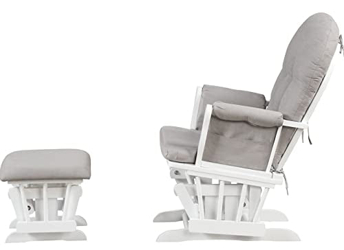 Angel Line Grayson Glider and Ottoman, White w/Gray Cushion