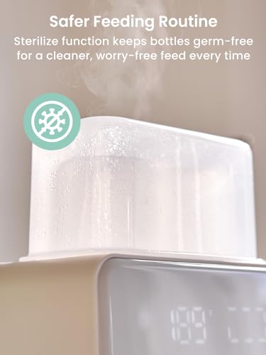 Baby Bottle Warmer, Grownsy 10-in-1 Fast Bottle Warmer Accurate Temp Control, with LCD Display, Timer, Defrost, Sterili-zing, Keep 24H, Double Bottle Warmer for Breastmilk& Formula, Heat Baby Food