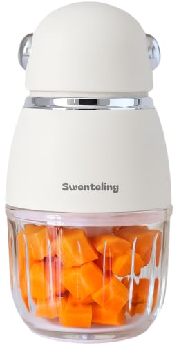 Swenteling Baby Food Maker, Creamy White Mini Baby Food Blender, 10oz Food Puree Maker, Small Baby Food Processor for Fruit Vegetable Meat, 8-Second Quick Soft Food Prep，BPA-Free