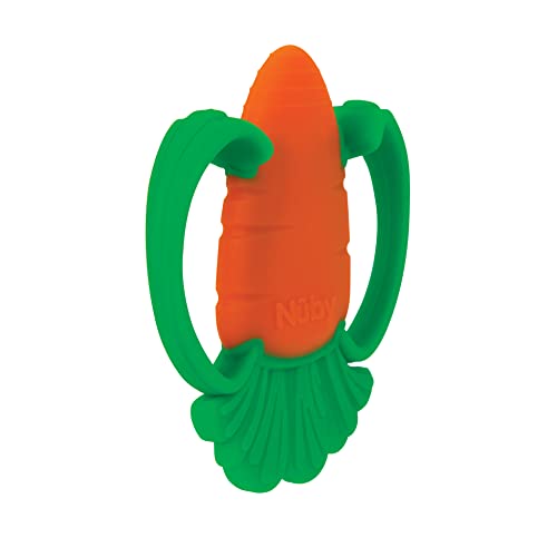 Nuby Veggie Teether for Teething Relief - Soft Baby Teething Toy for 3+ Months - Carrot - Easter Basket Stuffer