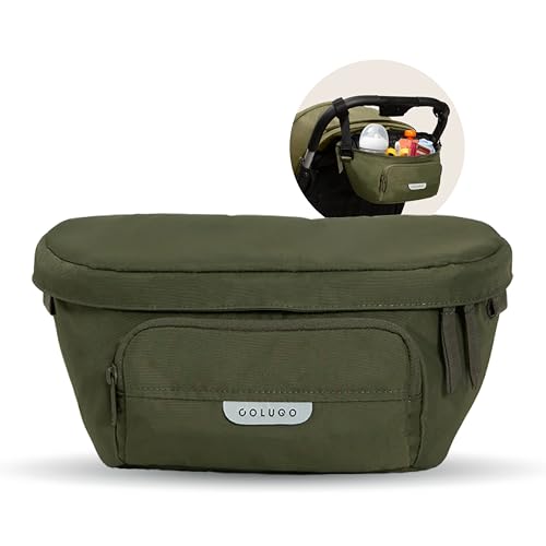 Colugo On-The-Go Stroller Organizer Insert with Zipper, Caddy with Cup Holder, Stroller Accessories for Parents specially designed to fit to your stroller with Non Slip Straps (Olive)