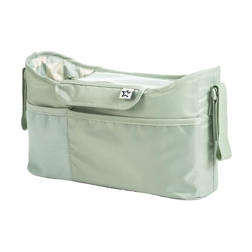 Tiny Twinkle Universal Stroller Organizer with Adjustable Strap - Waterproof Caddy Fits Baby Jogger, Nuna, Graco, Donna and Bugaboo Stroller | Sage Checkers