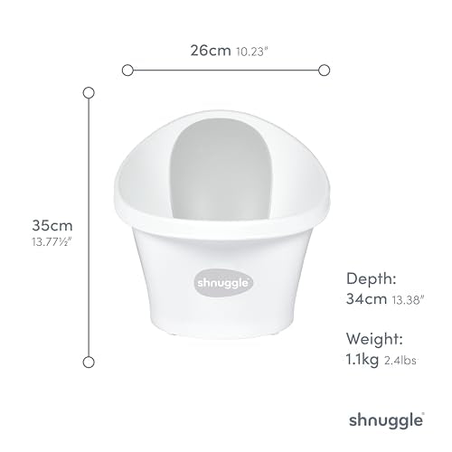 Shnuggle Newborn Baby Bath | Built in Support Bump and Soft Backrest | Suitable from Newborn | Bath Seat Support Includes Plug | Taupe