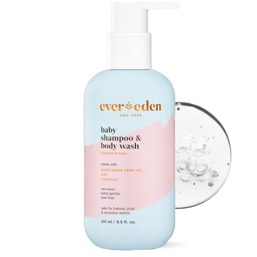Evereden Baby Shampoo & Body Wash 2-in-1, 8.5 fl oz | Gentle, Non-Toxic, Fragrance-Free, Hydrating Formula for Sensitive Skin