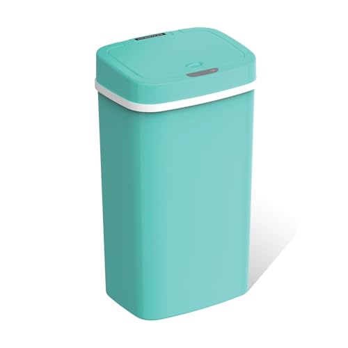 Delletir 15L Smart Diaper Pail with Motion Sensor Lid | Touchless Hands-Free Baby Diaper Trash Can | Double Locking Seal | Slim Space-Saving Design | Quiet & Durable (Turquoise)