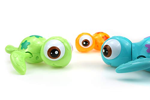 DUCKBOXX XX Wind-up Swimming Sea Turtles Bath Toy, No Battery Mold-Free Anti-Rust Interactive Montessori Toy for Kids 18M+ (3pcs)