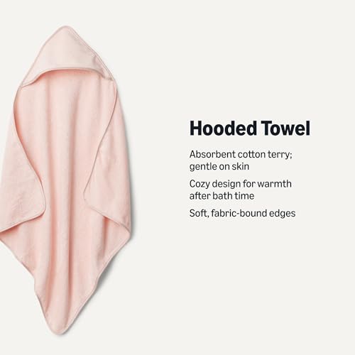 Amazon Essentials x Sofia Grainge Unisex Babies' Hooded Bath Towel, Pack of 2, Light Pink/Pale Yellow, One Size