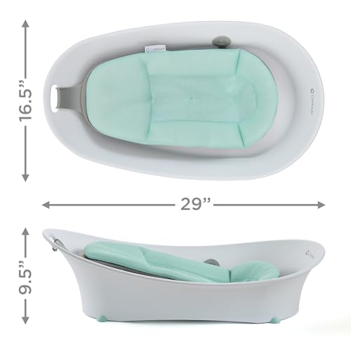 Contours Oasis 4-in-1 Baby Bathtub, Portable Infant Bath Seat for Newborn to Toddler Support, Mint - Includes Quick-Dry Mesh Pad, Non-Slip Base