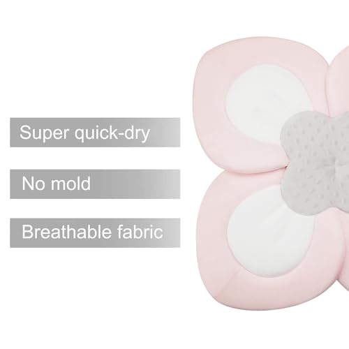 PandaEar Baby Bath Pad for Infant Newborn | Soft Flower Petals for Sink Bathtub Essentials Shower Gift (Pink)