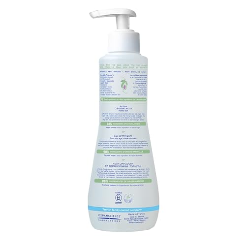 Mustela Baby Cleansing Water - No-Rinse Micellar Water - with Natural Avocado & Aloe Vera - for Baby's Face, Body & Diaper - Various Sizes - 10.14 fl. oz.