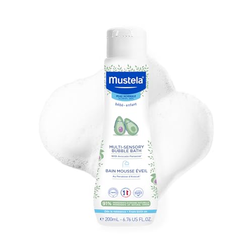 Mustela Multi-Sensory Bubble Bath Gel with Natural Avocado Perseose - Newborn Safe Formula for Babies and Children - 6.76 oz. – Packaging May Vary