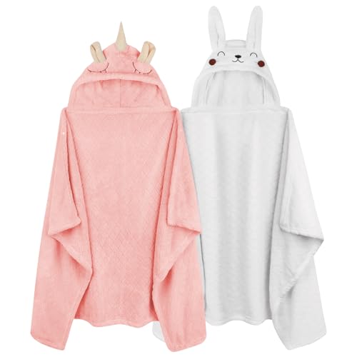 FUBANRAY Hooded Baby Towels Girl Baby Bath Towels Toddler Towels for Girls 0-5 Years, 2-Pack Ultra Soft & Absorbent Baby Girl Bath Towel Toddler Bath Towel, Large 50''x32'' Baby Hooded Towel Girl
