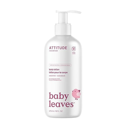 ATTITUDE Baby Lotion, Fragrance-Free Gentle Daily Hydration, Helps Keep Skin Soft & Smooth, EWG Verified, Dermatologically Tested, Vegan, Unscented, 16 Fl Oz
