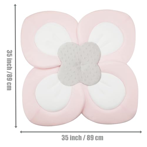 PandaEar Baby Bath Pad for Infant Newborn | Soft Flower Petals for Sink Bathtub Essentials Shower Gift (Pink)