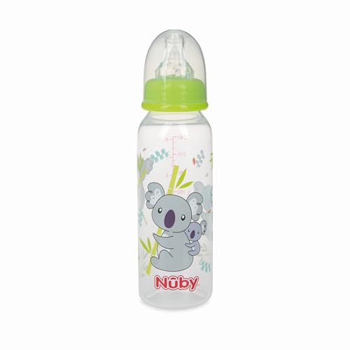 Nuby Non-Drip Standard Neck Baby Bottles - (3 Pack) 4 oz - Vari-Flo Flow Control Nipple - Anti-Colic Air System - 0+ Months - Whale/Koala/Giraffe
