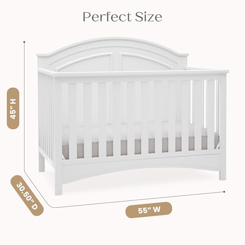 Delta Children Perry 6-in-1 Convertible Crib - Greenguard Gold Certified, Bianca White