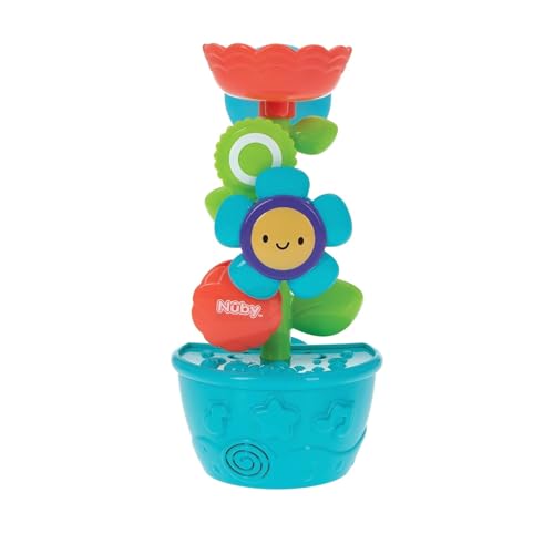 Nuby Flow N' Grow Garden Bath Toy with Flower and Watering Can - Baby Bath Toy for Boys and Girls 18+ Months - Toddler Bath Suction Cup Toy Attaches to Shower Wall