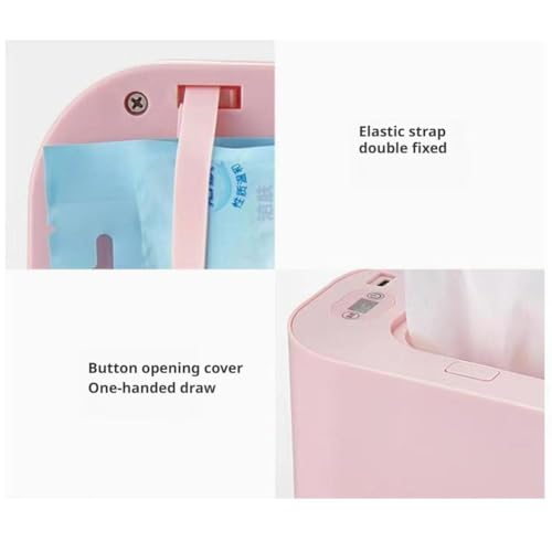 Portable Baby Wipe Warmer, Large Capacity Moist Wipe Dispenser with LED Display, Quiet & Even Heating, Diaper Wipes Warmer for Home Car Travel Use (White)