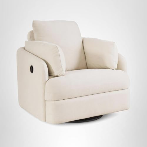 Signature Design by Ashley Modmax Swivel Glider Nursery Recliner, Stain-Resistant Next-Gen Nuvella Performance Fabric Rocking Chair for Living Room, Oyster Beige, 42" W