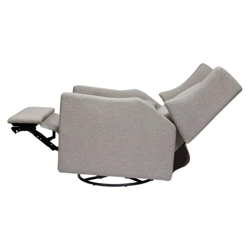 Babyletto Kiwi Glider Recliner Nursery Chair w/ USB Ports - GREENGUARD Gold Certified - Water & Stain Resistant Glider Rocking Chair - Electronic, 270° Swivel, Performance Grey Eco-Weave