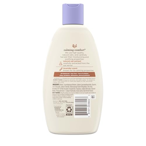 Aveeno Baby Calming Comfort Bath & Wash with Relaxing Lavender & Vanilla Scents & Natural Oat Extract, Hypoallergenic & Tear-Free Formula, Paraben-, Phthalate- & Soap-Free, 8 fl. Oz