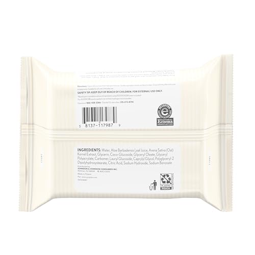 Aveeno Baby Fragrance-Free Hand & Face Wipes with Oat Extract & Aloe, Cleansing & Moisturizing Baby Wipes for Sensitive Skin, Sulfate-, Alcohol-, Paraben- & Dye-Free, Hypoallergenic, 25 ct (Pack of 4)