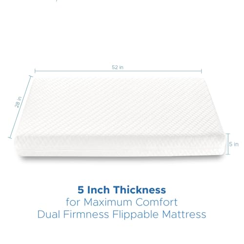 SCHNAUZER HOME Crib Mattress, Dual-Sided Breathable Baby and Toddler Memory Foam Mattress with Removable and Washable Cover, 100% Knitted Fabric, Fits Standard Cribs and Toddler Beds, 52" x 28" x 5"