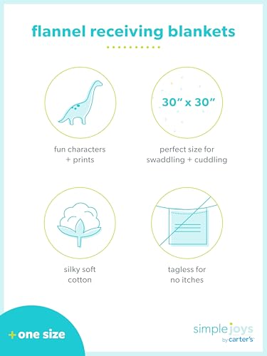 Simple Joys Kid's 7 pack flannel receiving blankets Accessory, Grey/White/Mint, One Size