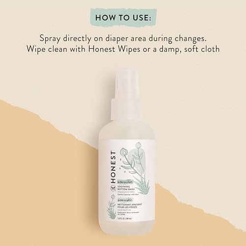 The Honest Company Soothing Baby Bottom Wash | Gently Cleanses + Refreshes | Naturally Derived, Non-Irritating, Made with Aloe | 5 fl oz