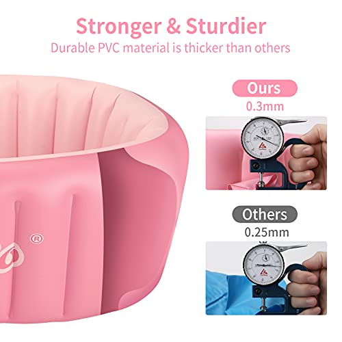SHXKUAN Inflatable Baby Bathtub Infant Anti-Slip Bath Seat Pool with Air Pump Travel Camping Portable Toddler Bath Tub Age 0-5 Years Old (Pink)