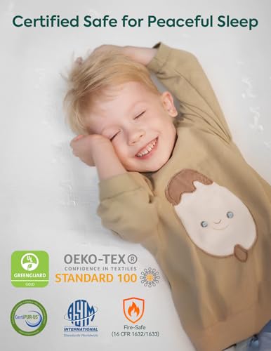 Babelio Breathable Crib Mattress, Dual-Sided, Memory Foam, Waterproof, Removable and Machine-Washable Cover, for Toddler and Baby 52" x 27.5"