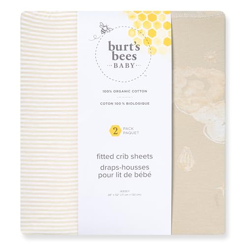 Burt's Bees Baby Organic Cotton Fitted Crib Sheet, Unisex Baby Beddings