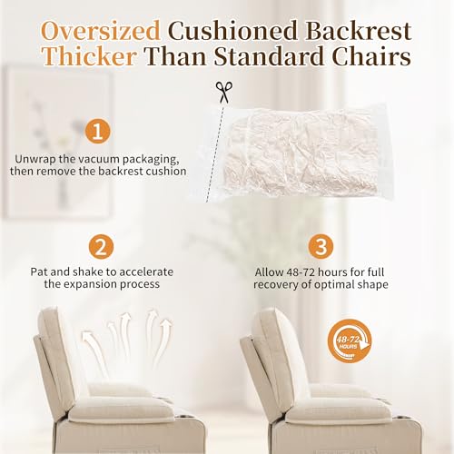 Korser Recliner Chair, Nursery Rocking Chairs for Adults, 360° Swivel Rocker Recliner with Cup Holder, Overstuffed Glider Rocking Chair for Living Room, Manual Recliner with Side Pockets, Chenille