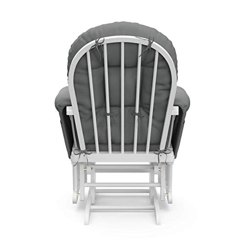 Storkcraft Premium Hoop Glider & Ottoman (White/Gray) — GREENGUARD Gold Certified Nursery Glider, Solid Wood Craftsmanship, Smooth-Gliding, Award-Winning