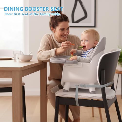 6 in 1 Baby High Chair for Babies and Toddlers, Booster Seat, Kids Learning Table & Chair (Grey)